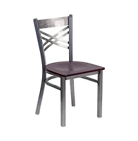 Emma+Oliver Clear Coated "X" Back Metal Restaurant Dining Chair