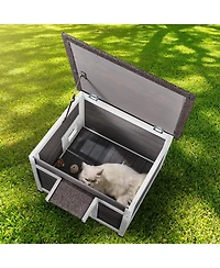 Cozito Weatherproof Wooden Outdoor Cat Shelter with Door Flaps, 24
