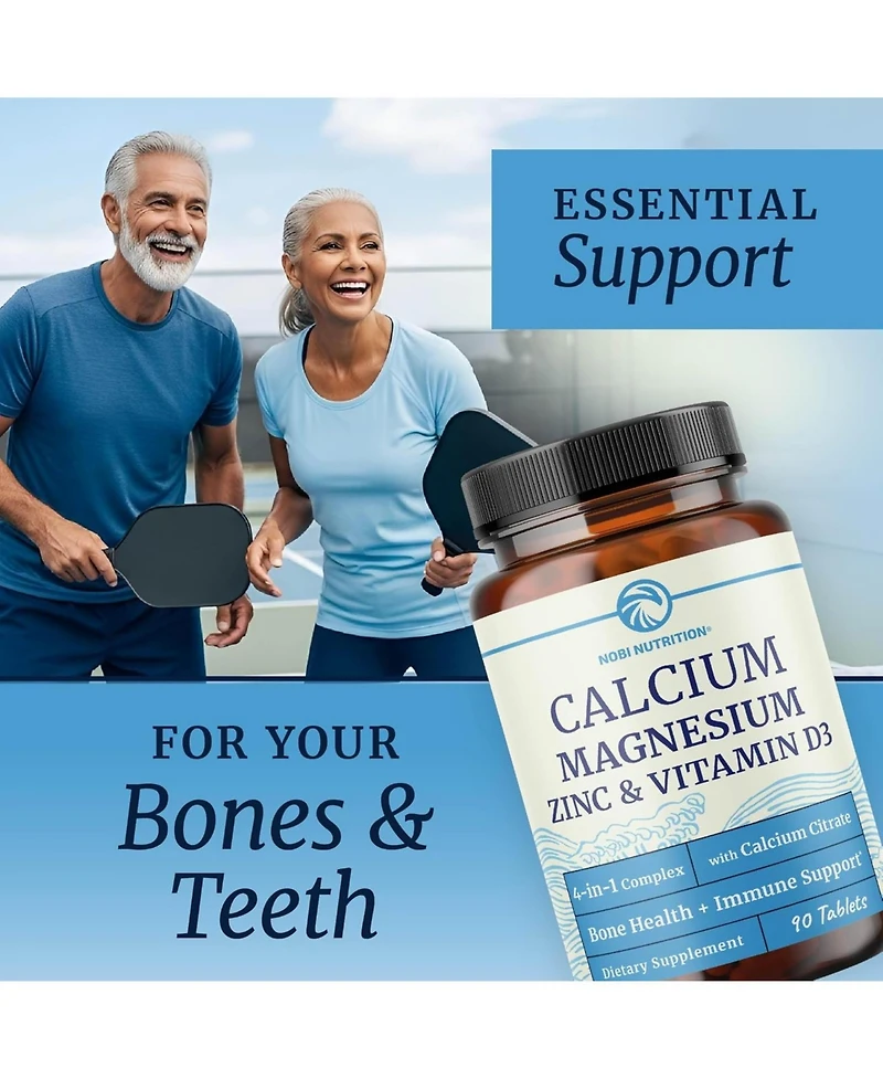Calcium, Magnesium, Vitamin D, and Zinc Tablets, 90ct