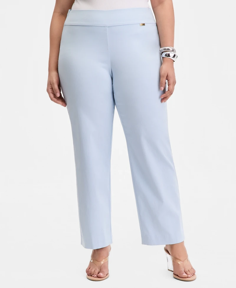 I.n.c. International Concepts Plus Mid-Rise Pull-On Straight-Leg Pants, Created for Macy's