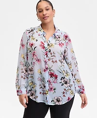I.n.c. International Concepts Plus Printed Button-Front Shirt, Macy's Exclusive