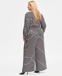 I.N.C. International Concepts Plus Size Printed Blouson Sleeve Peplum Top Printed Wide Leg Pull On Pants Macys Exclusive