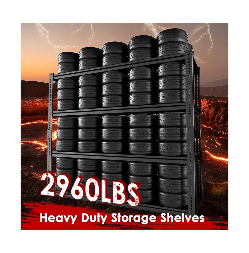 Lovmor -Tier 48 in W x 72 in H x 18 in D Adjustable Solid Plate Heavy Duty Metal Shelving Unit