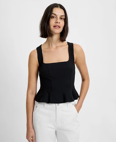 French Connection Azra Square Neck Sleeveless Peplum Top