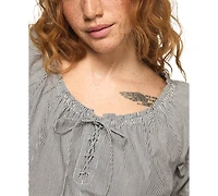 Lucky Brand Women's Short-Sleeve Tie Neck Top