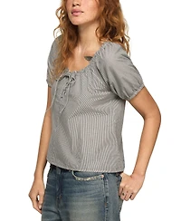 Lucky Brand Women's Short-Sleeve Tie Neck Top