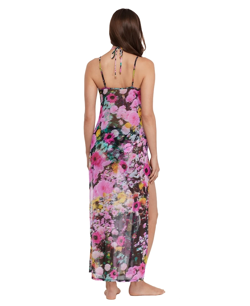 Steve Madden Women's Mesh Cowl Neck Cover-Up Maxi Dress