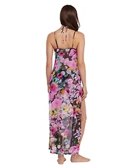 Steve Madden Women's Mesh Cowl Neck Cover-Up Maxi Dress