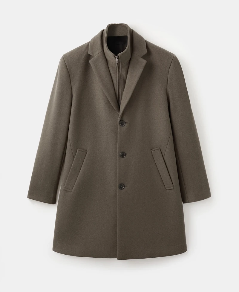 Mango Men's Detachable Inner Collar Wool Coat