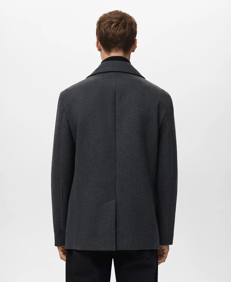 Mango Men's Short Double-Breasted Wool Coat