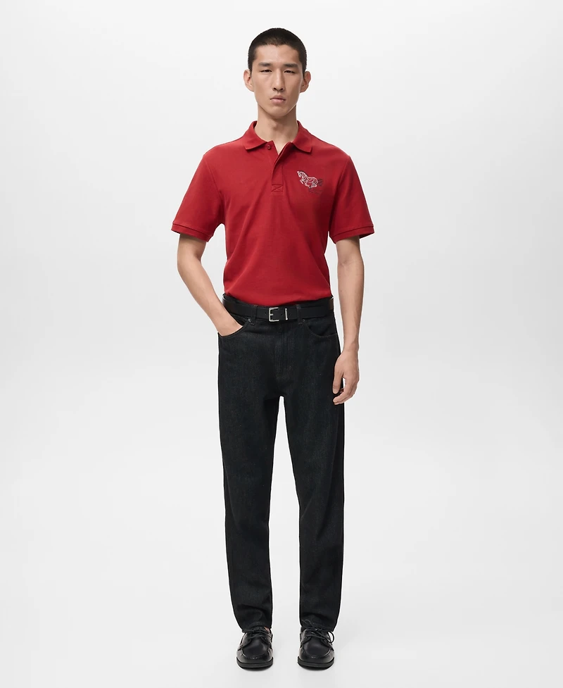 Mango Men's Short-Sleeved Cotton Polo Shirt