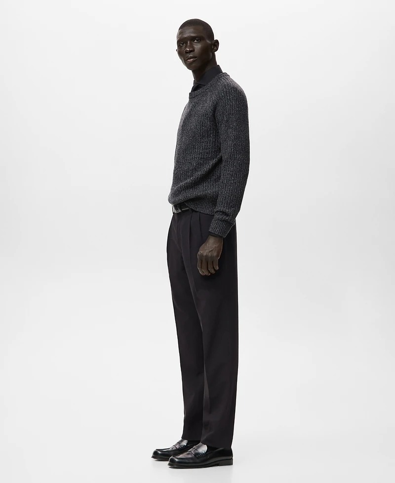 Mango Men's Wool-Blend Rib-Knit Sweater