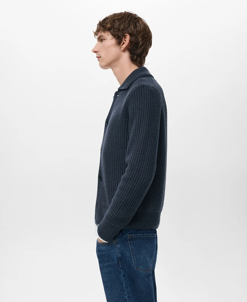 Mango Men's Structured Wool-Blend Cardigan