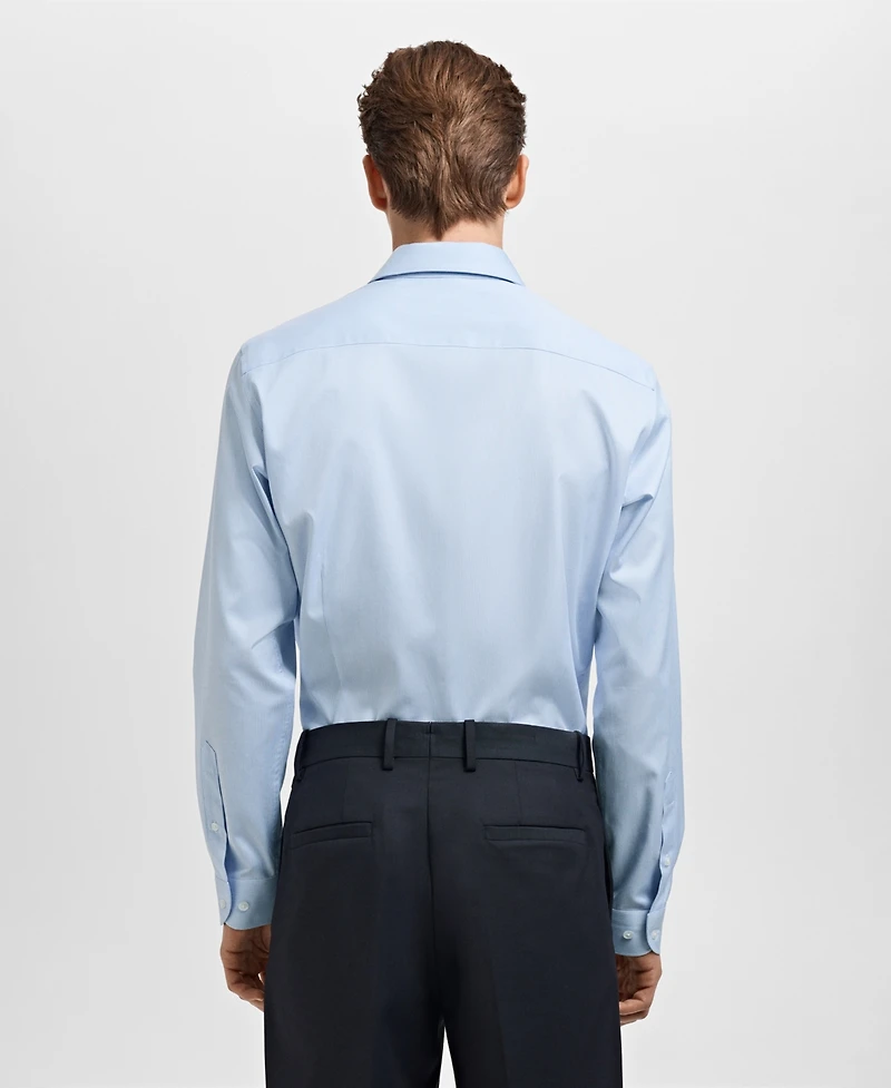 Mango Men's Striped-Print Slim-Fit Dress Shirt