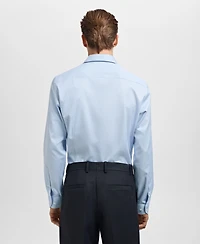 Mango Men's Striped-Print Slim-Fit Dress Shirt