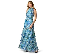 Adrianna Papell Women's Glazed Halter Neck Ball Gown