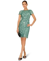 Adrianna Papell Women's Beaded Crewneck Dress