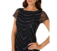 Adrianna Papell Women's Beaded Cap-Sleeve Sheath Dress