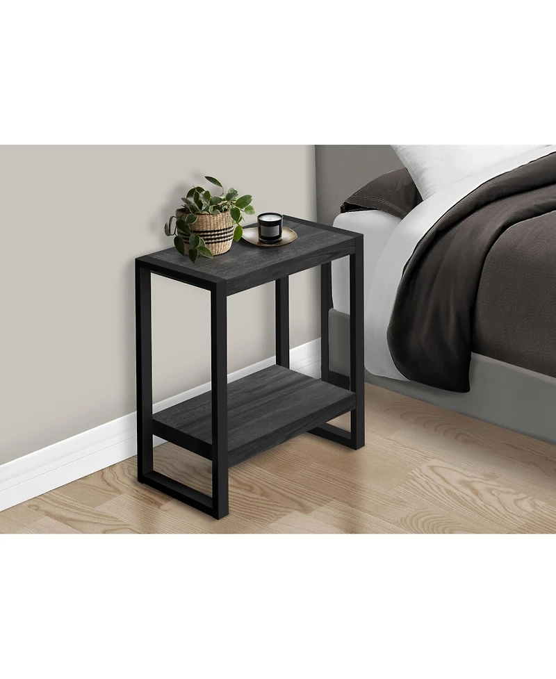 Lovmor Accent Table, Side, End, Nightstand, Lamp, Living Room, Bedroom, Black Laminate, Black Metal, Industrial