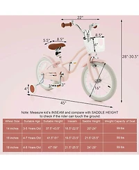 Sugift 16-Inch Kids Bike – Pink, with Front Handbrake & 2 Training Wheels, Adjustable Saddle, Safe & Stylish Ride