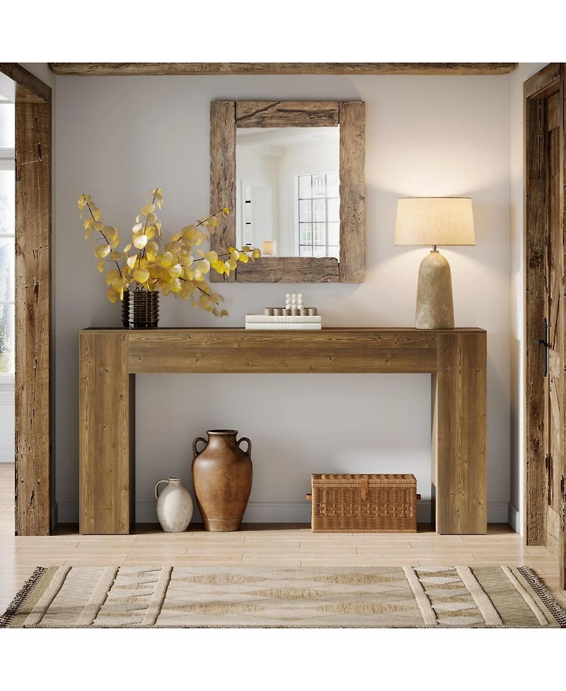 Tribesigns 63-Inch Long Console Table, Farmhouse Narrow Sofa Table Behind The Couch, Natural Brown