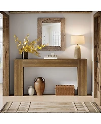 Tribesigns 63-Inch Long Console Table, Farmhouse Narrow Sofa Table Behind The Couch, Natural Brown