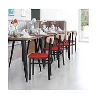 Emma+Oliver Yara Industrial Dining Chair with Rolled Steel Frame and Solid Wood Seat
