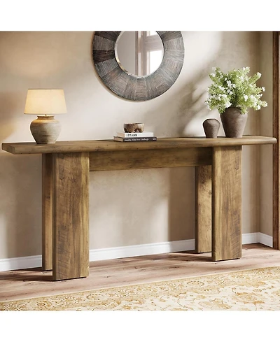 Tribesigns Extra Long Console Table for Entryway, Mid-Century Modern Sofa Table Behind Couch