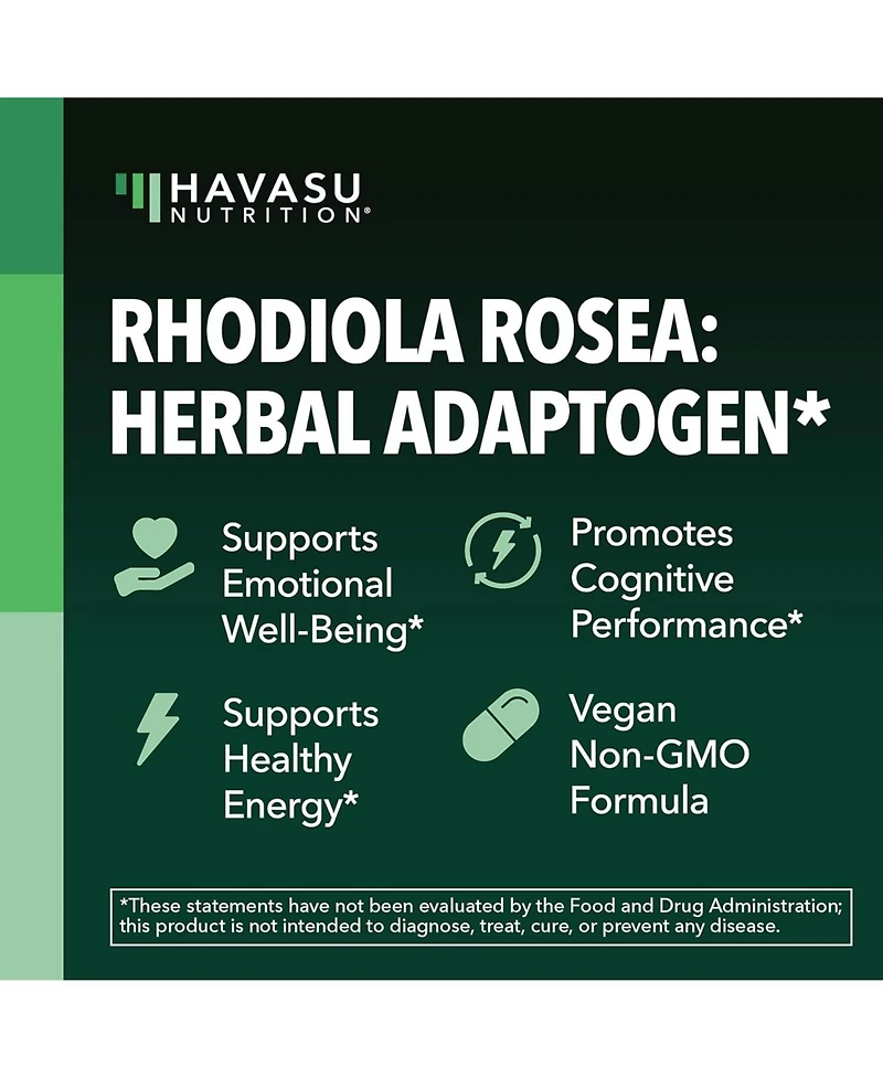 Havasu Nutrition Rhodiola Rosea Capsules, 60ct