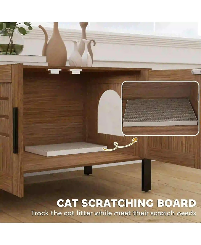 Aostirmotor Cat Litter Box Enclosure with Tall Legs in Brown