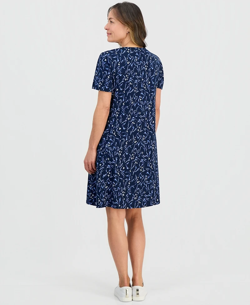 Style & Co Petite Printed Short-Sleeve T-Shirt Dress, Macy's Exclusive
