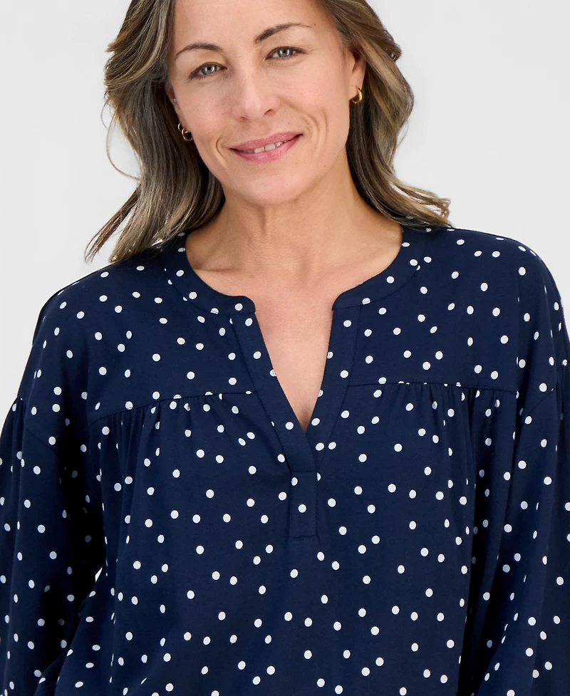 Style & Co Petite 3/4-Puff-Sleeve Knit Top, Macy's Exclusive