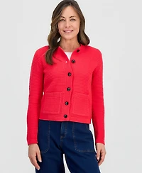 Style & Co Petite Textured Stitch Crewneck Cardigan, Macy's Exclusive