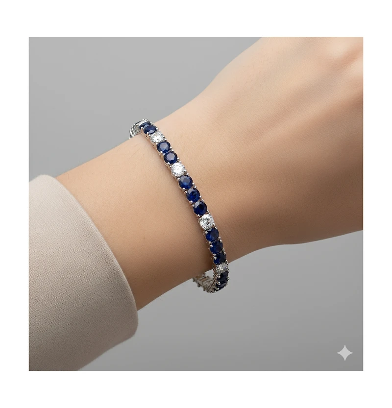 "Etoielle Silver Tennis Bracelet with Created Sapphires & Cz, 7-Inch"