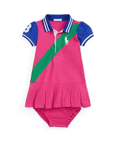 Polo Ralph Lauren Baby Girls' Collared Dress & Diaper Cover, 2-Piece Set