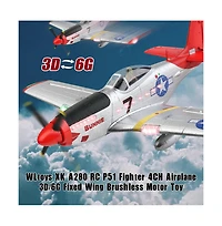 Bruce & Shark 2.4G 4-Channel P51 Rc Plane with Brushless Motor, 6G/3D Flight Modes, 6-Axis Gyro & Led Light