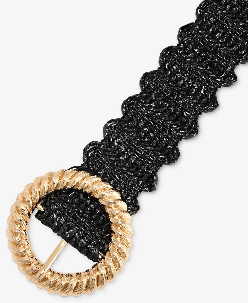 I.n.c. International Concepts Twisted Buckle Stretch Straw Belt, Macy's Exclusive