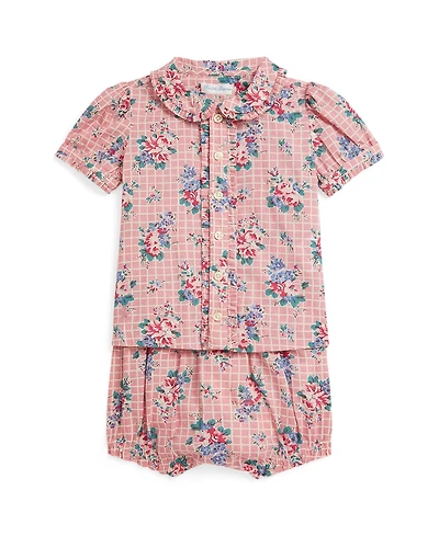 Polo Ralph Lauren Baby Girls' Floral Print Collared Shirt and Shorts, 2-Piece Set