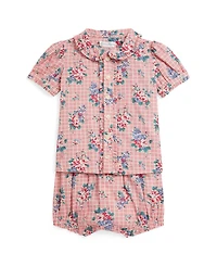 Polo Ralph Lauren Baby Girls' Floral Print Collared Shirt and Shorts, 2-Piece Set