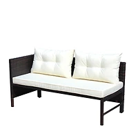 Simplie Fun Contemporary 3-Piece Outdoor Wicker Sofa Set with Cushions and Coffee Table