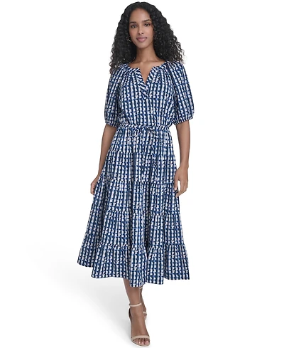 Calvin Klein Women's Tiered V-Neck Midi Dress