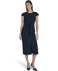 Calvin Klein Women's Tie-Front Crewneck Midi Dress
