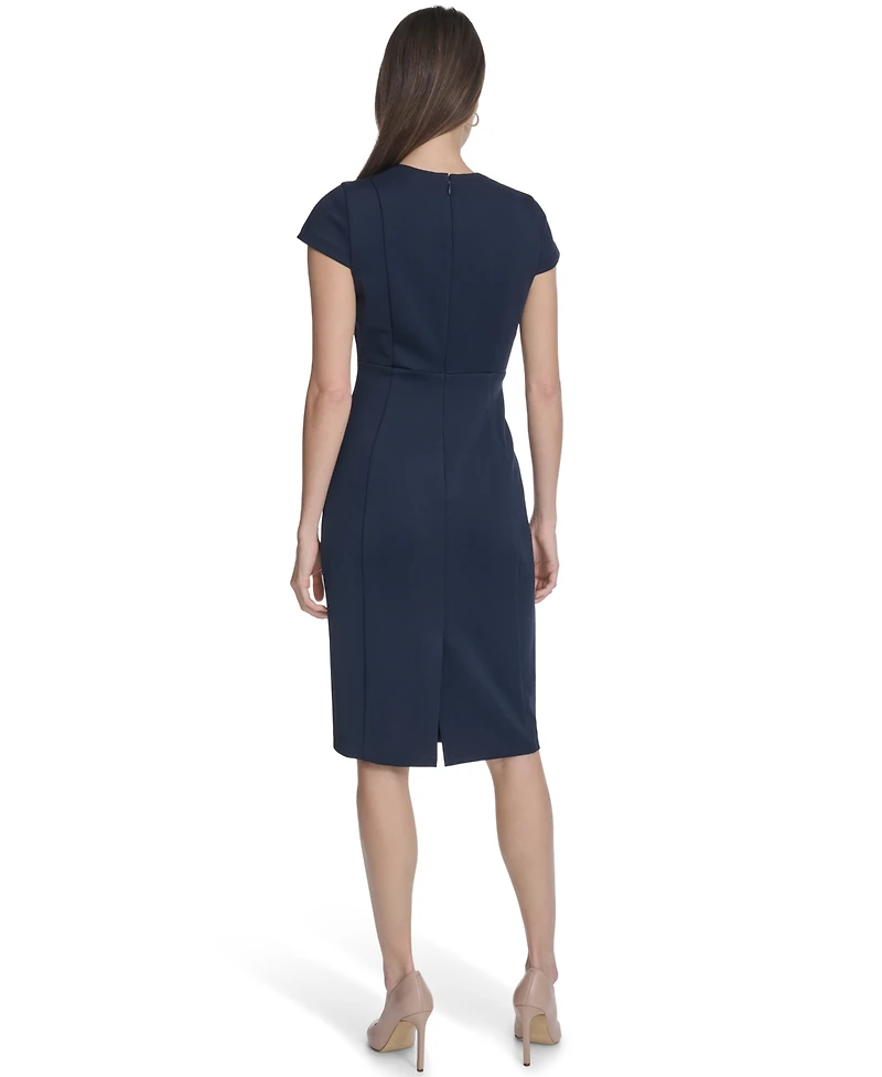 Calvin Klein Women's Side Ruched V-Neck Midi Dress