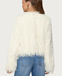 Edikted Women's Aleandra Fringed Faux Feather Jacket