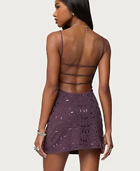 Edikted Women's Stefanie Rhinestone Backless Mini Dress