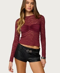Edikted Women's Rosette Bandeau Sheer Lace Top