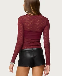 Edikted Women's Rosette Bandeau Sheer Lace Top