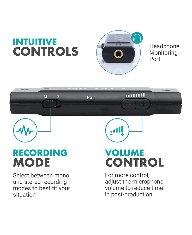 Movo Edge-di-duo Dual Wireless Lavalier Microphone System for iPhone & iPad (Lightning)