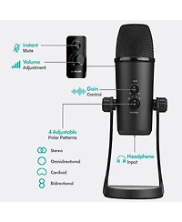 Movo Usb Podcast Equipment Bundle for 4 with Usb Interface with 4 Condenser Microphones