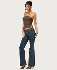 Edikted Women's Sade Strapless Side Slit Top